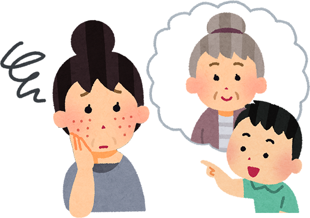 こどもと肌トラブルのある女性